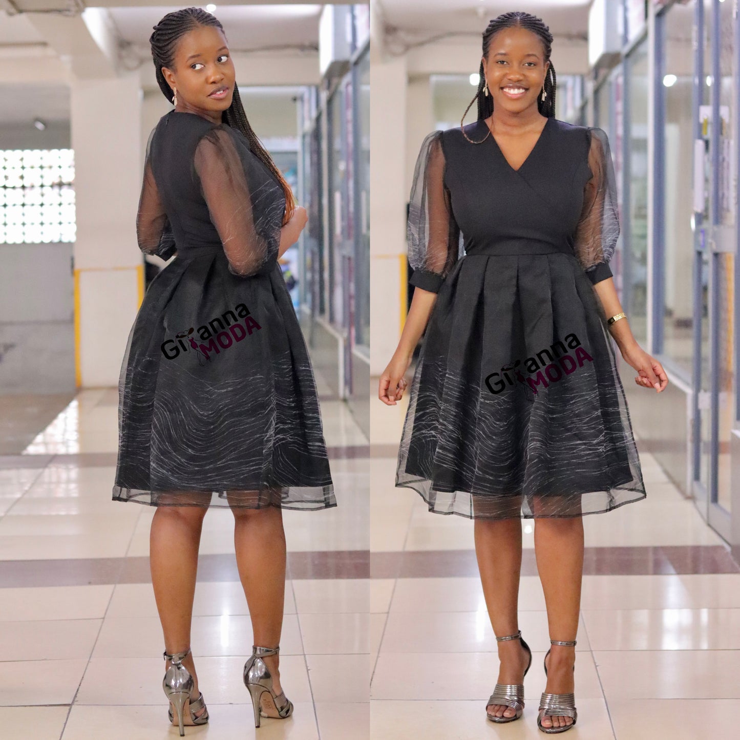 Black Box Pleat Puff Dress