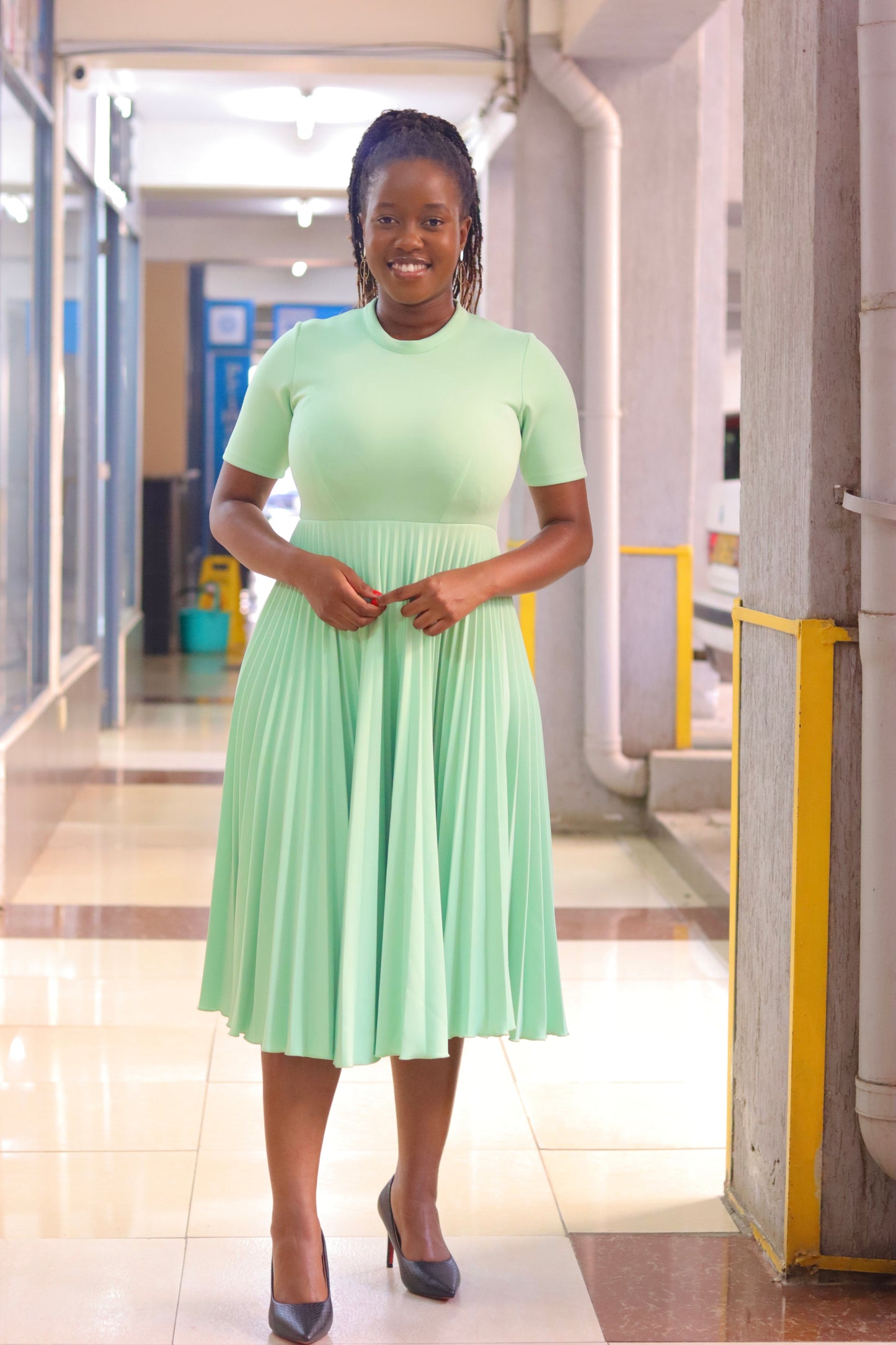CLOSET Mint Sunray Pleated Dress