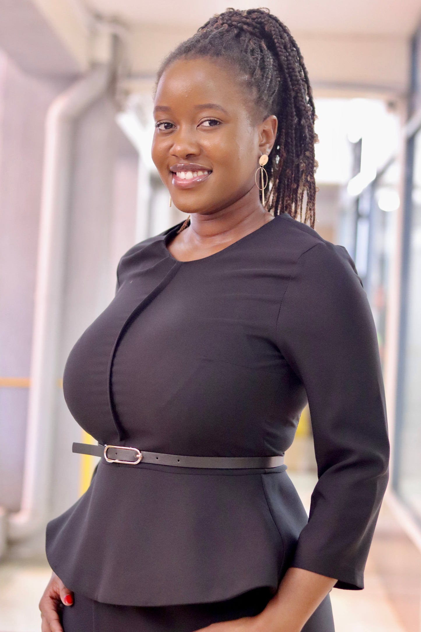 Black Peplum Faux Wrap Bodycon