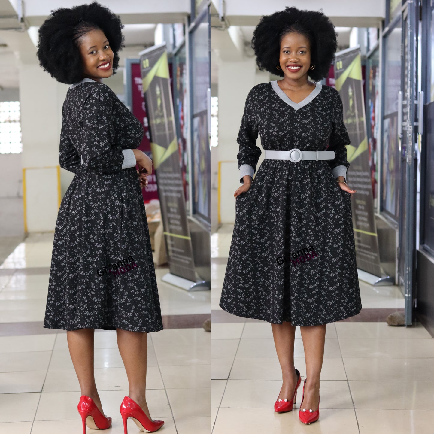 Black Floral Jersey Skater