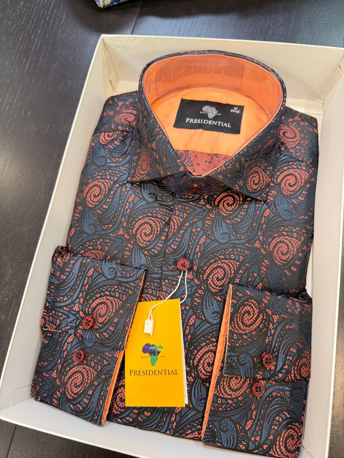 Presidential Black & Coral Paisley Luxury Shirt