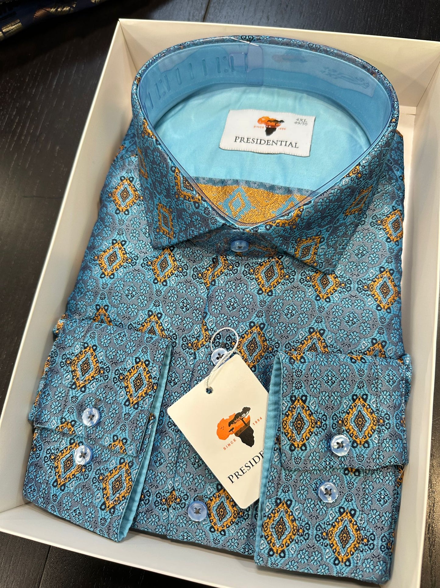 Presidential Diamond Pattern Long Sleeve Luxury Shirt