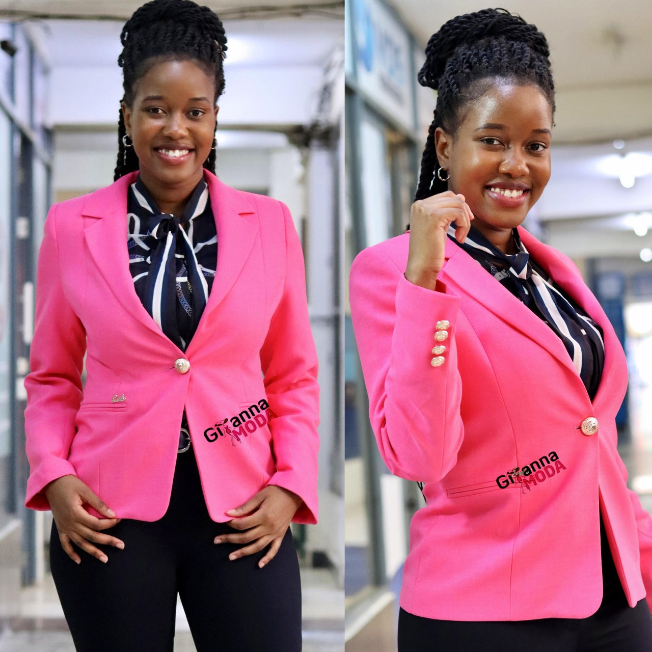 Regular Fit One Button Blazer in Pink