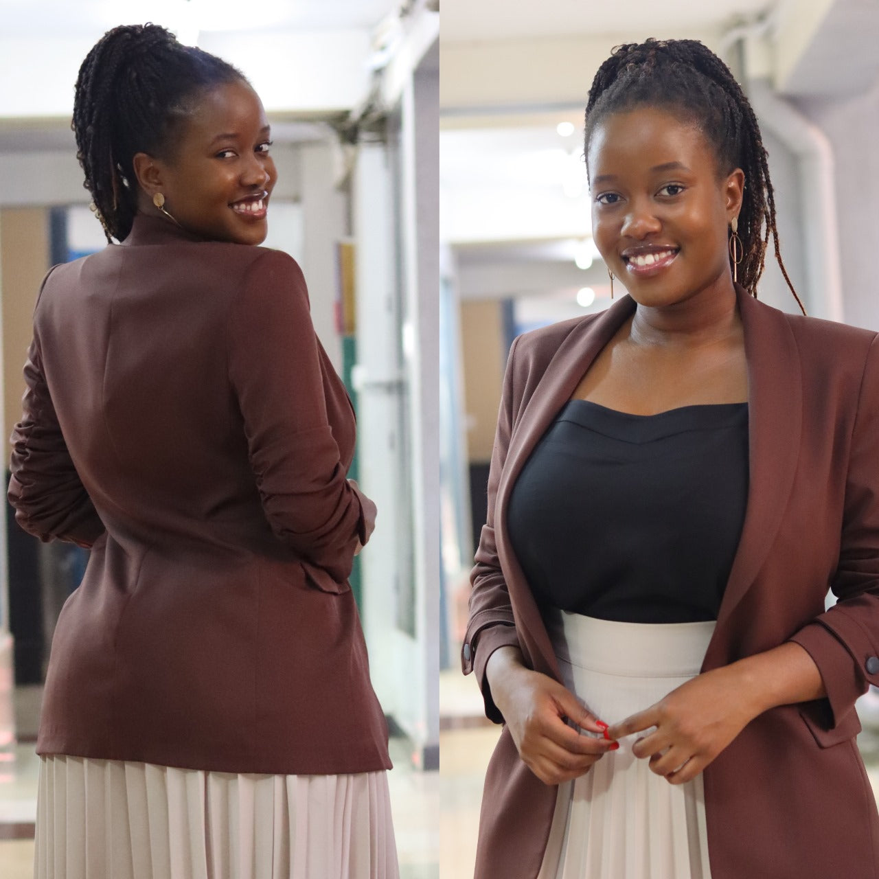Chic Coffee Brown Boyfriend Blazer