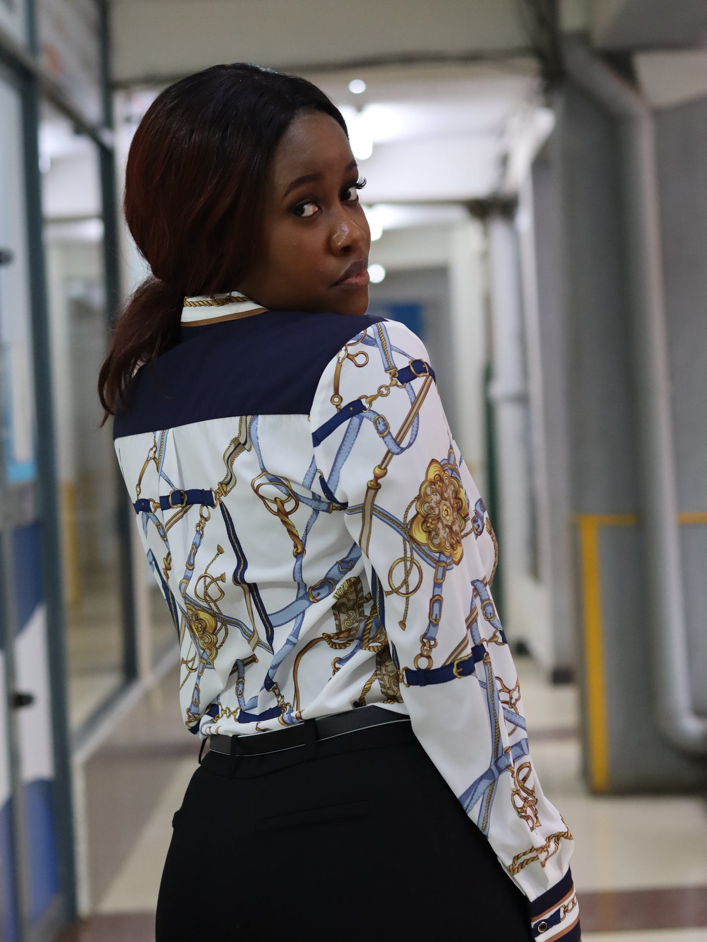 Nautical Inspired White Floral Blouse