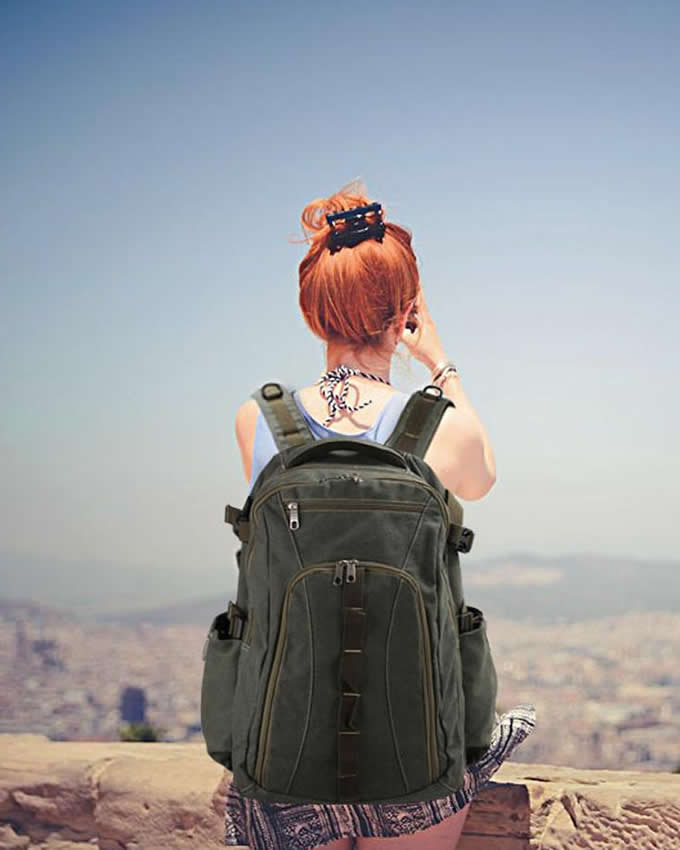 Canvas Backpack in Grey