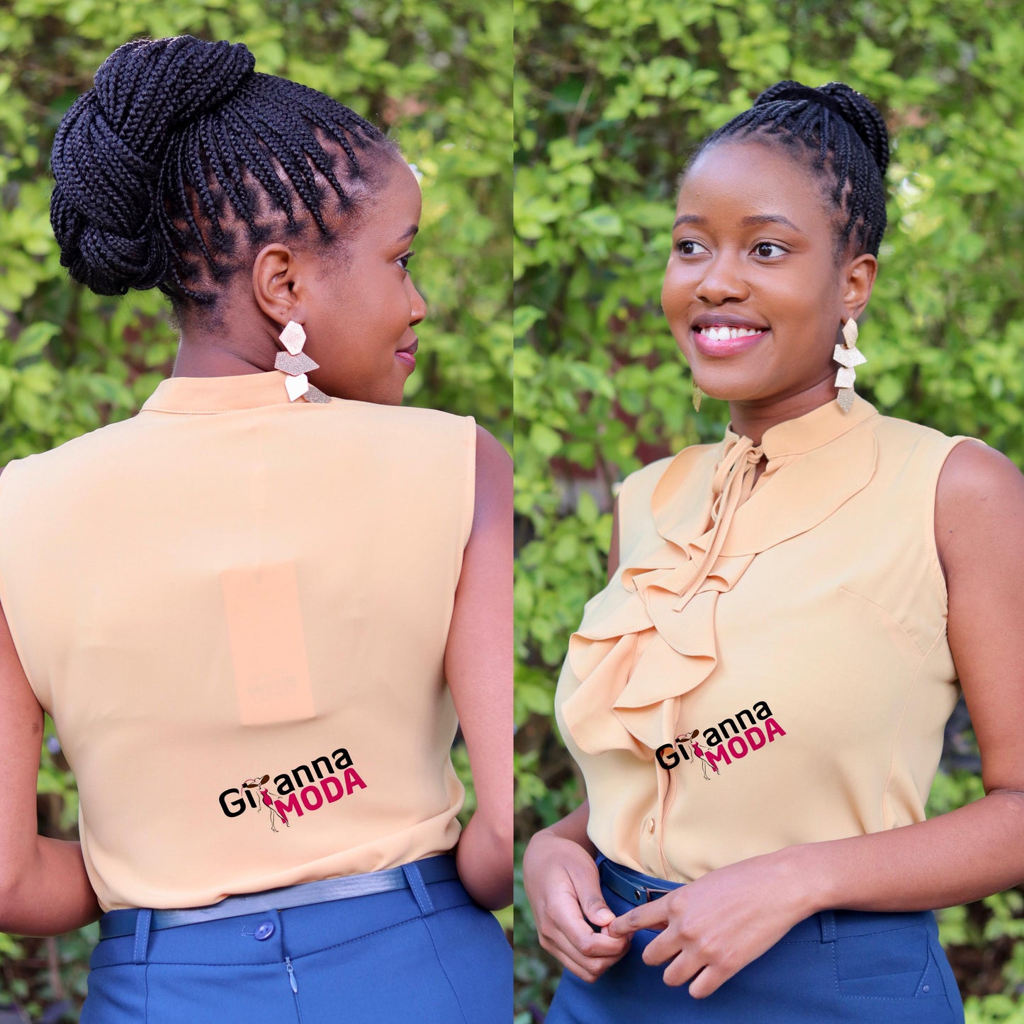 Front Ruffle and Tie Top in Mustard