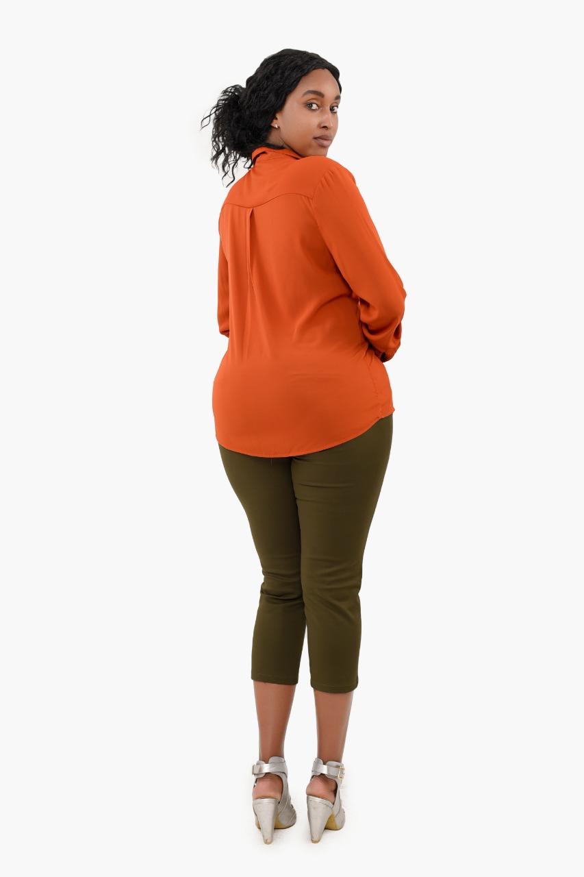 Front Tie Button Down Blouse