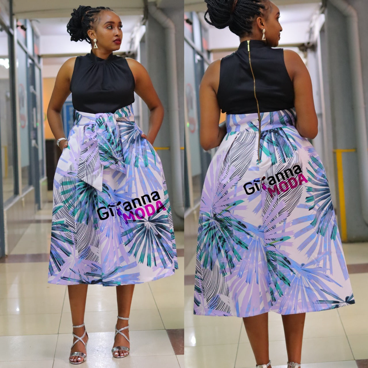 Closet Lavender Palm Floral Dress