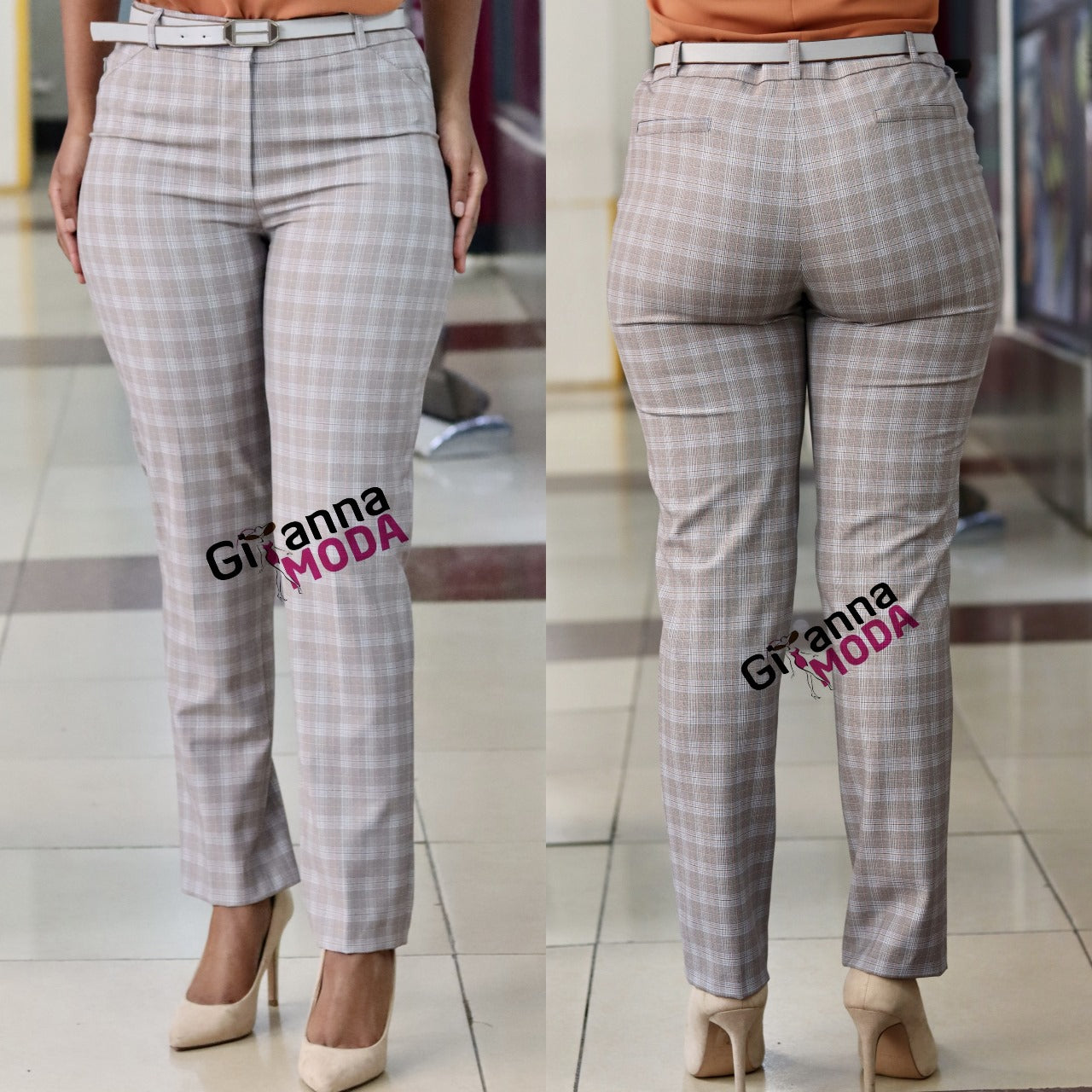 Tartan Trouser in Grey/Blue Print