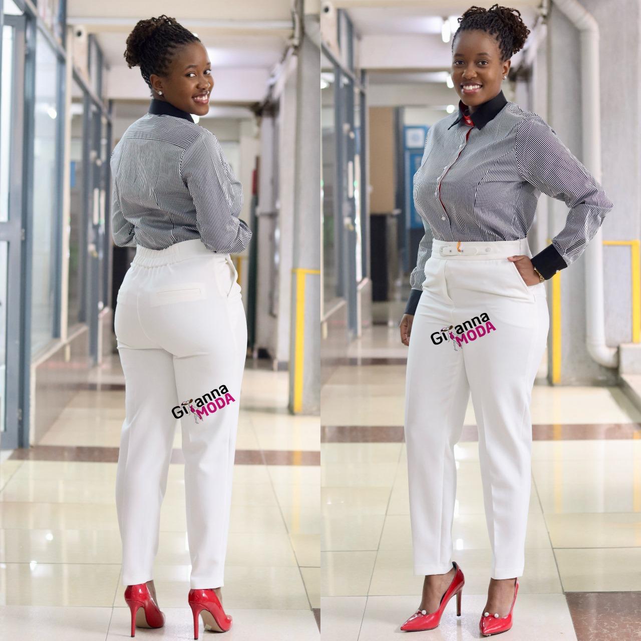 Pockets Side Zipped Trouser in White