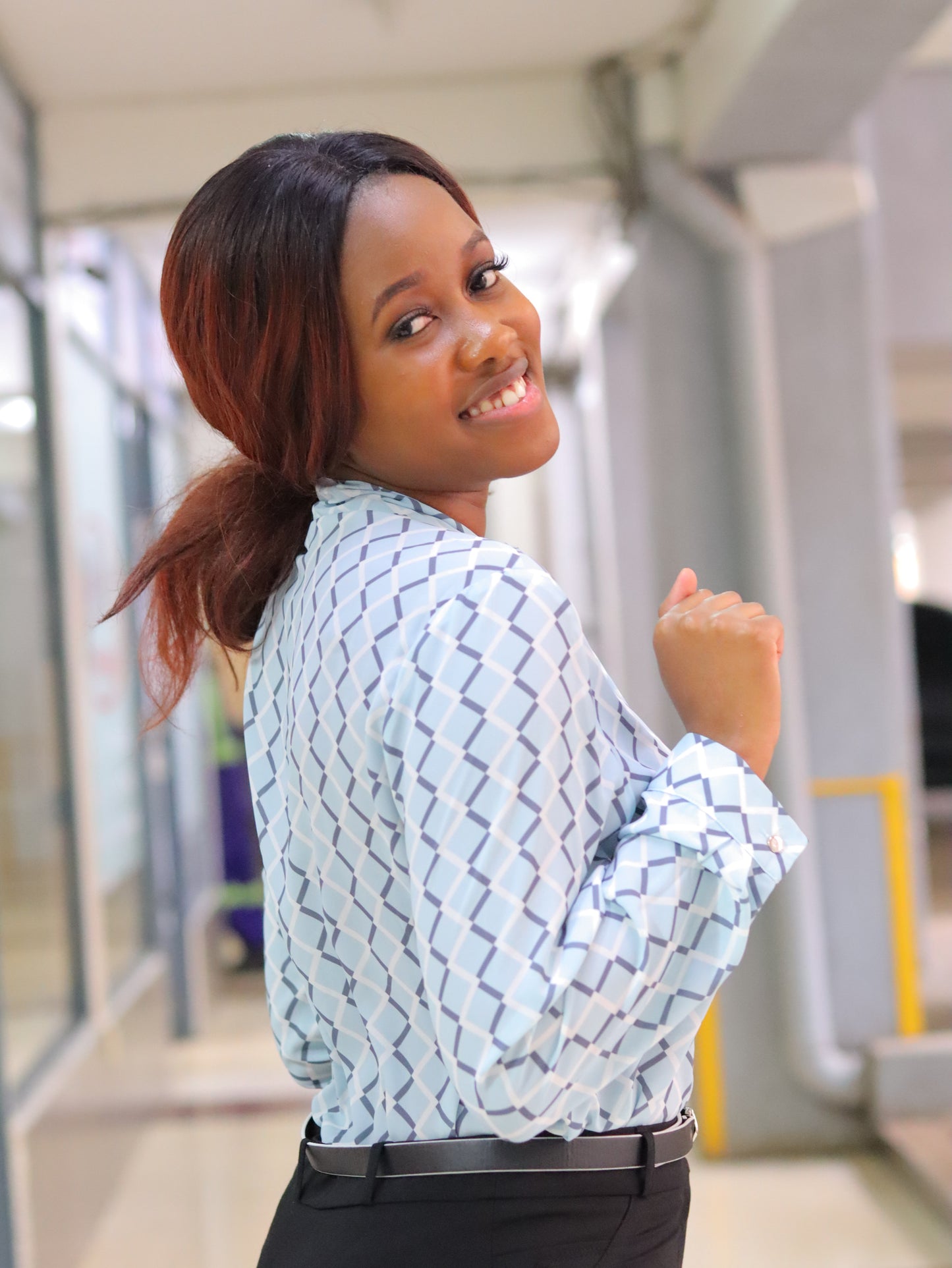 Triangle Pattern Long Sleeved Blouse