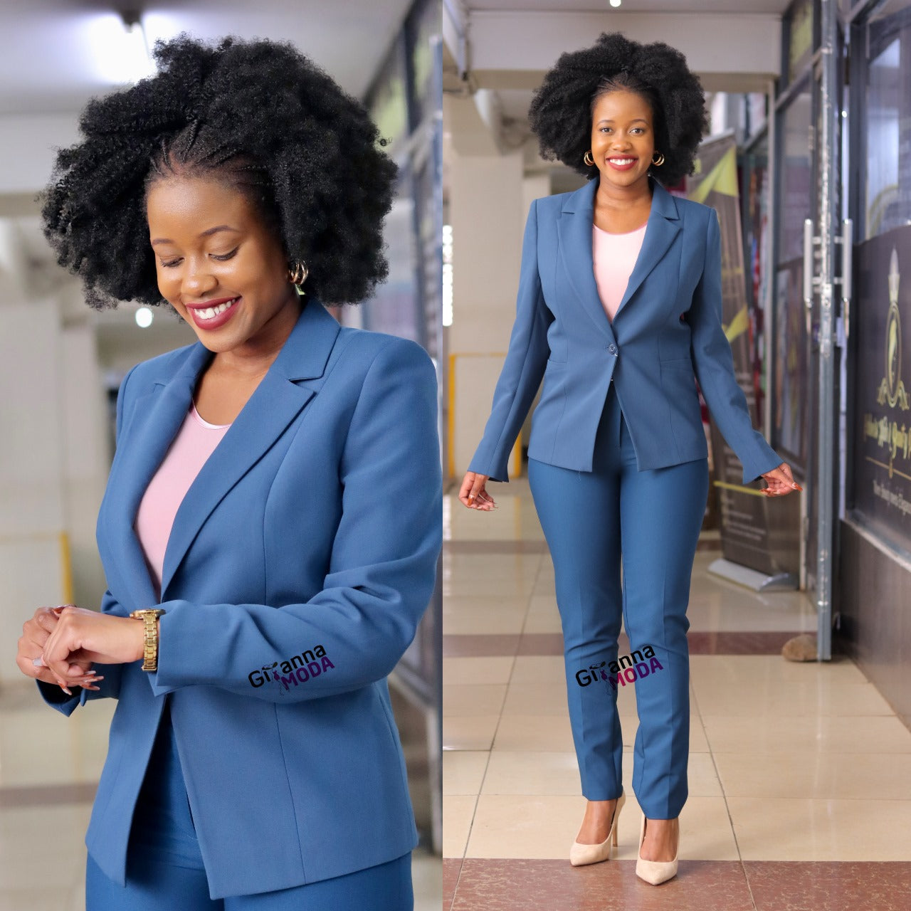 Single Breasted Jacket Petrol Blue Trouser Suit