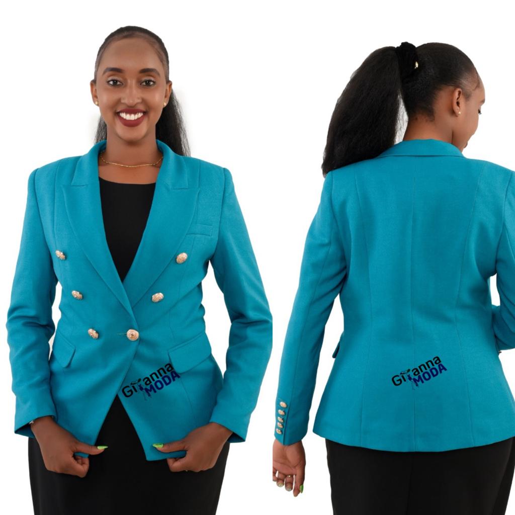Double Breasted Blazer in Turquoise