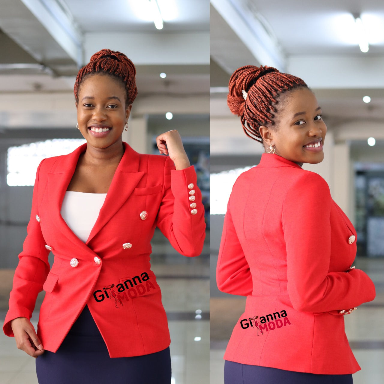 Red Double Breasted Blazer