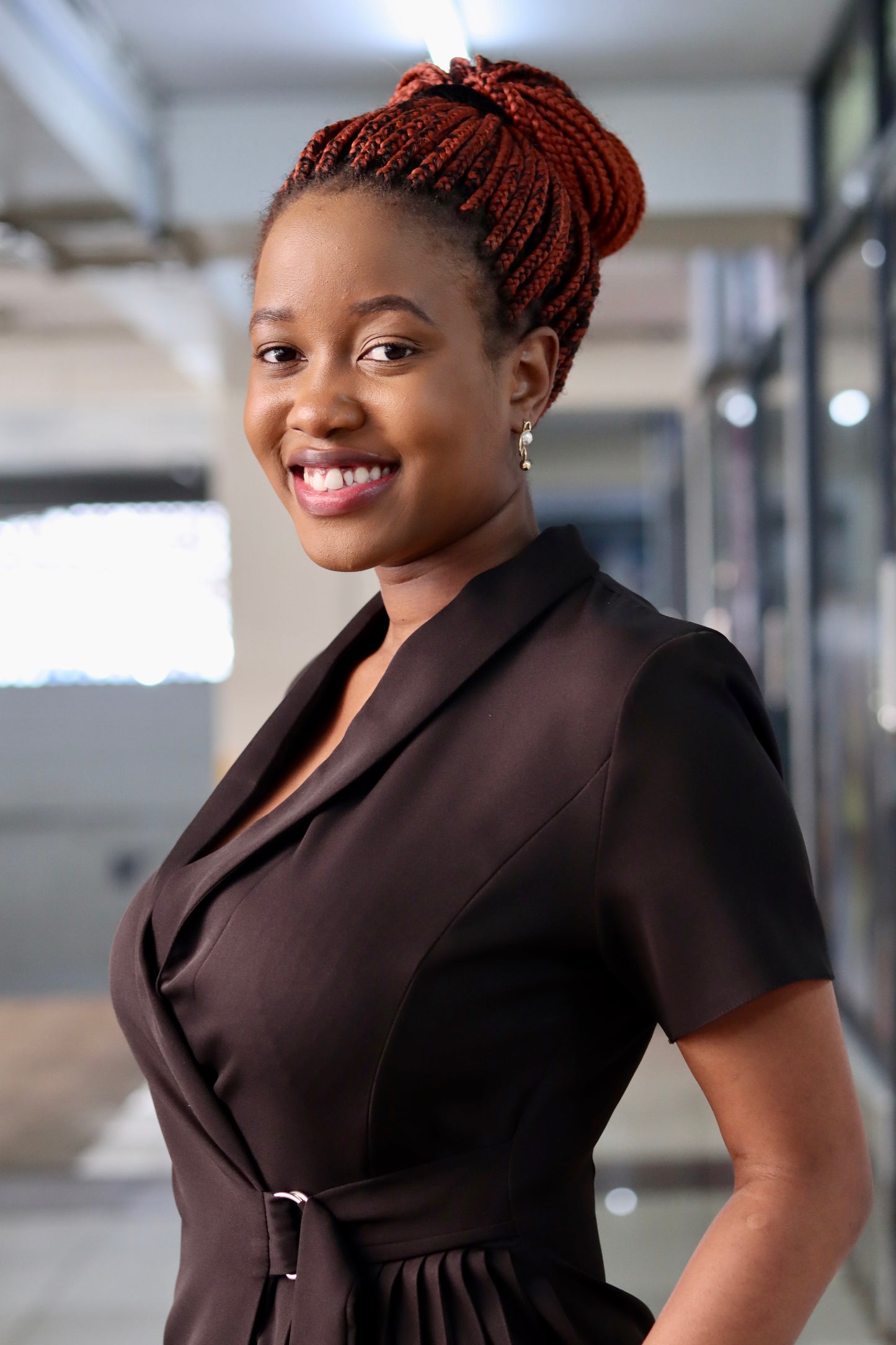 Black Side Buckle Sunray Dress