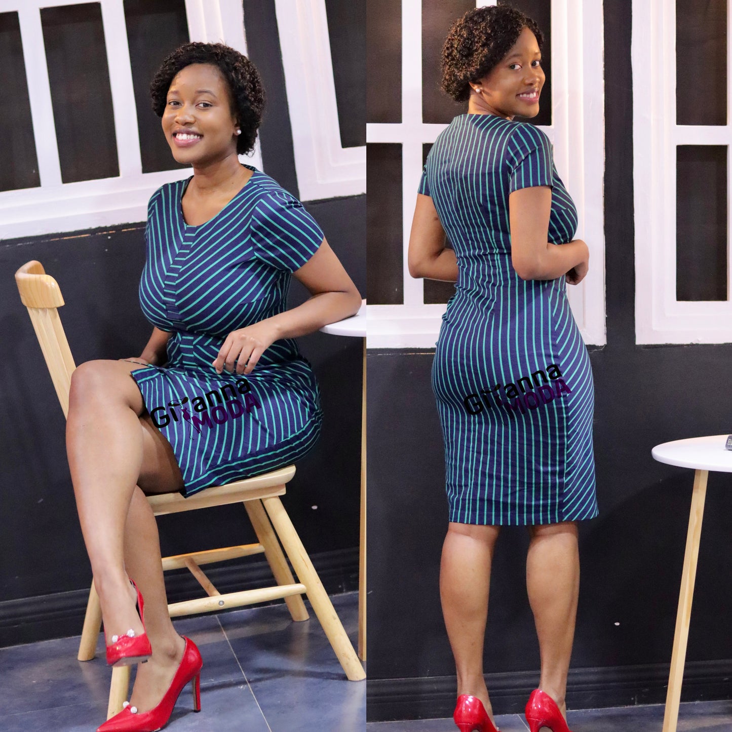 Green Stripped Bodycon Dress