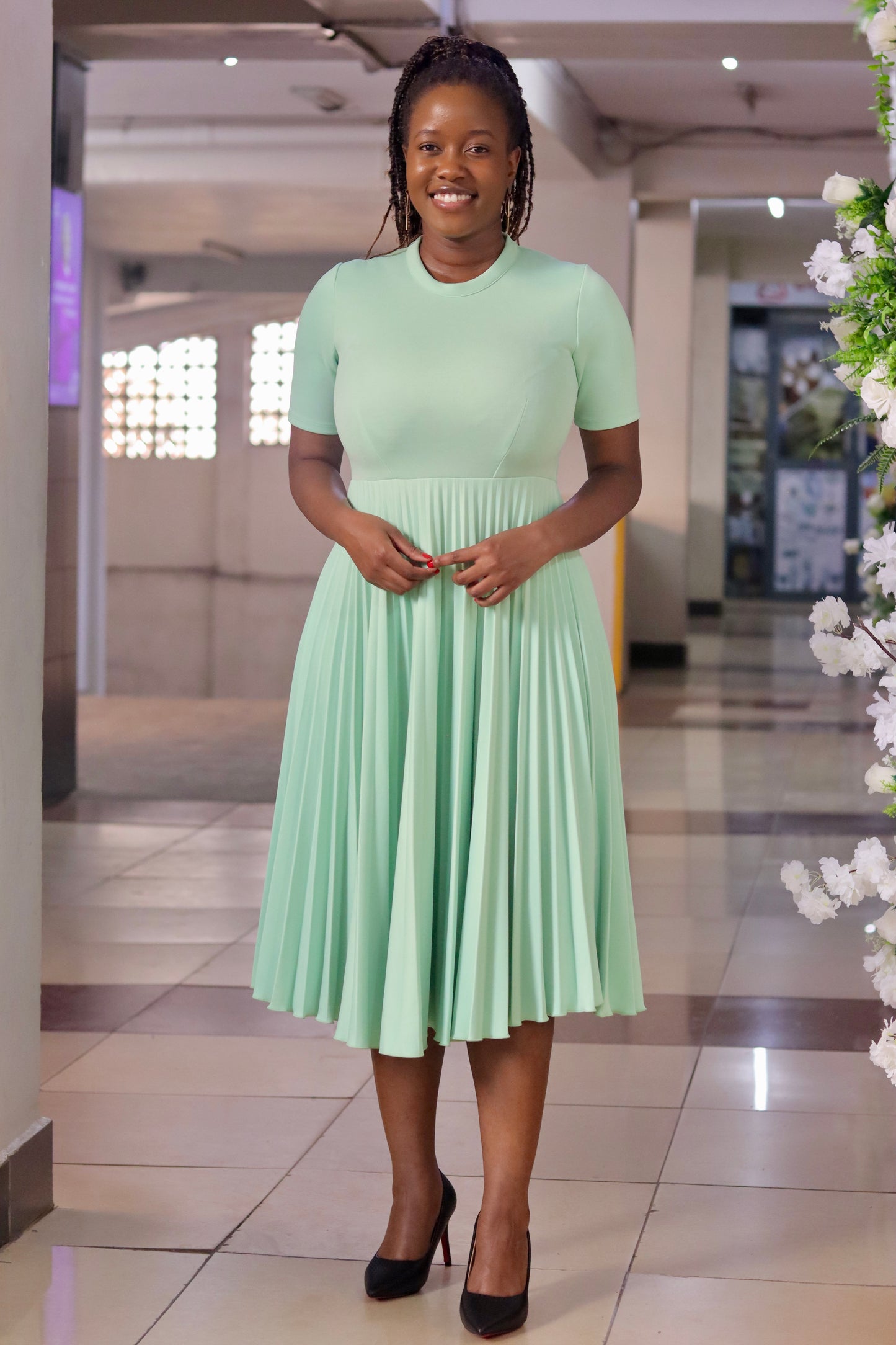 CLOSET Mint Sunray Pleated Dress