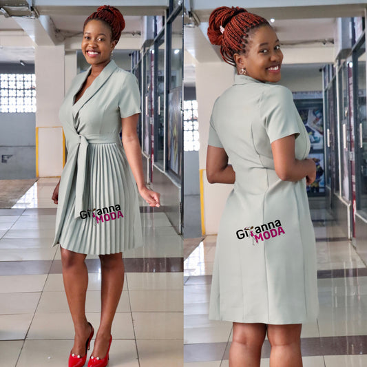 Mint Side Buckle Sunray Dress