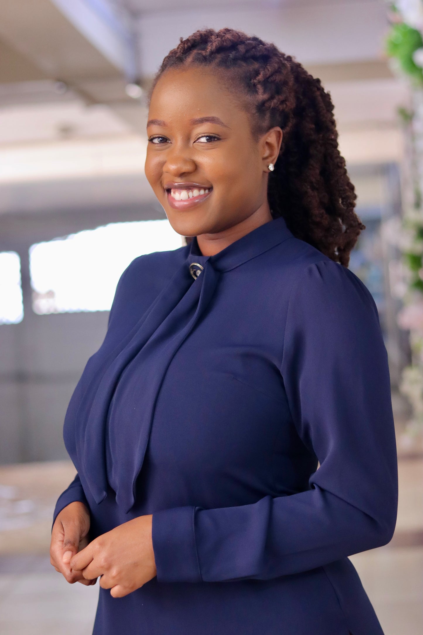 Navy Sleeved Shirt Dress