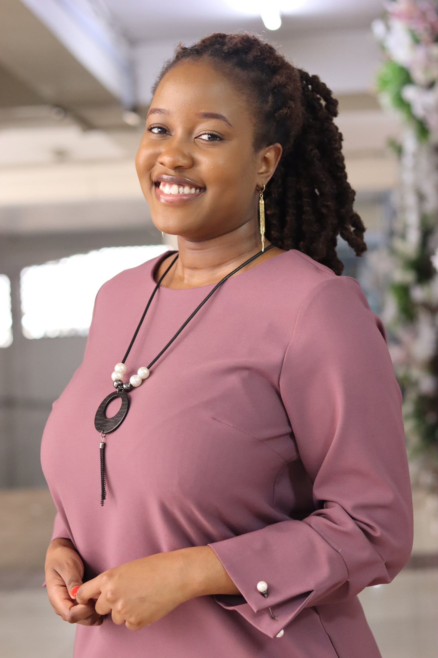 Mauve Sleeved Shift Dress