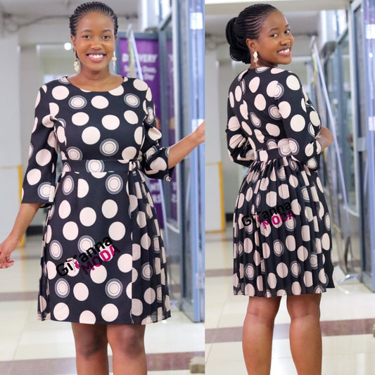 Black Polka Side Sunray Dress