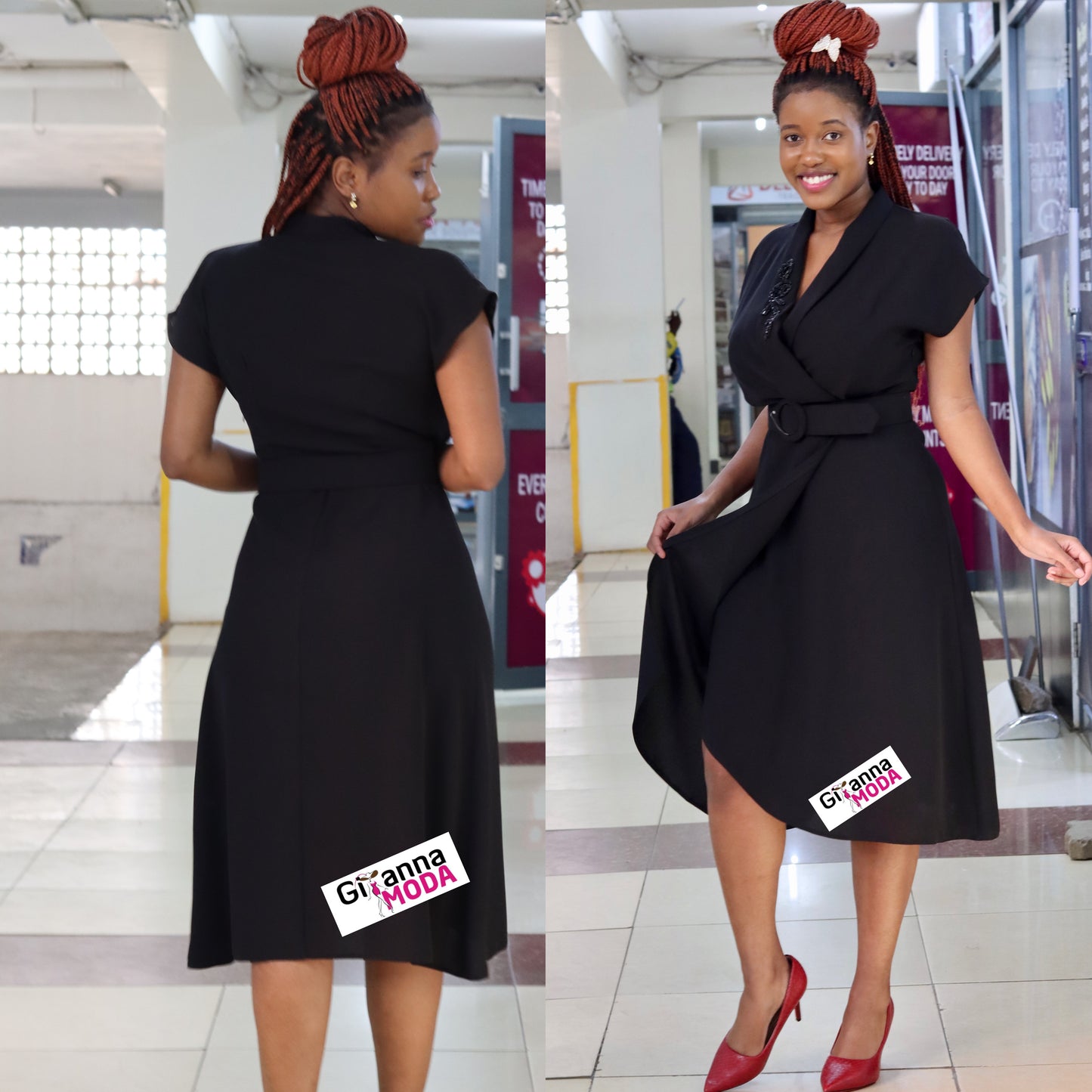 Black Collared Wrap Dress