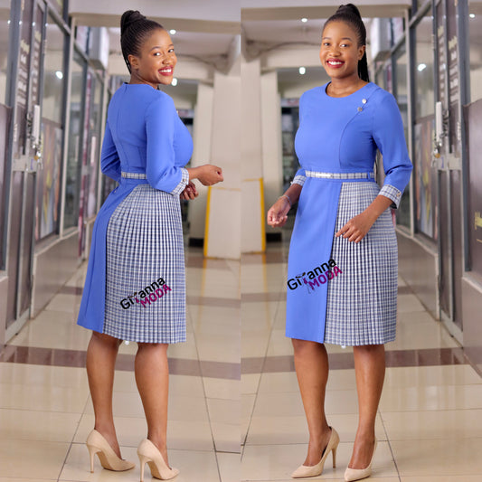 Indigo Side Sunray Pleat Dress