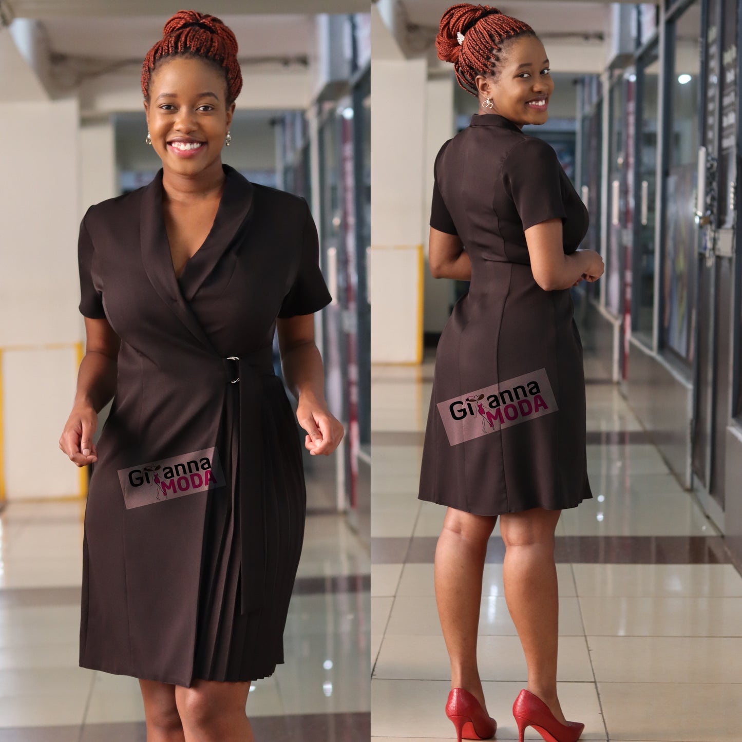 Black Side Buckle Sunray Dress