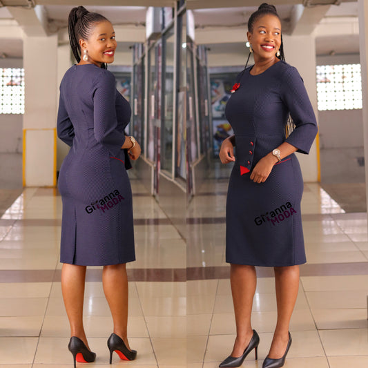 Navy and Red Peplum Bodycon Dress