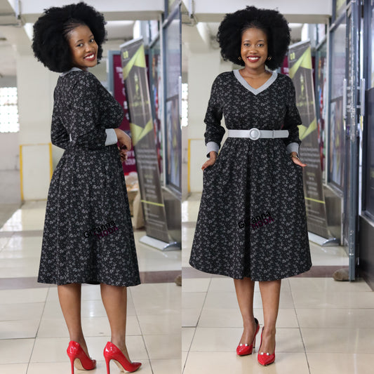 Black Floral Jersey Skater