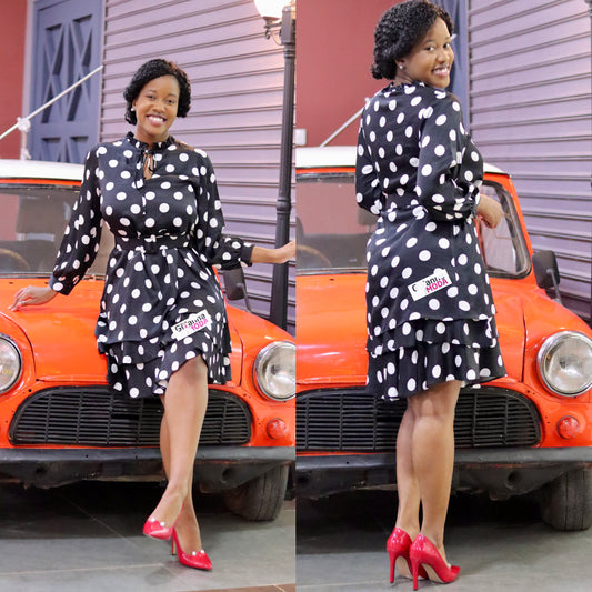 Black Polka Belted Skater