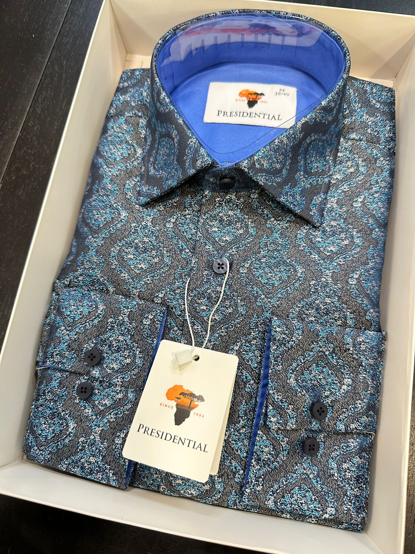 Presidential Charcoal & Teal Paisley Shirt