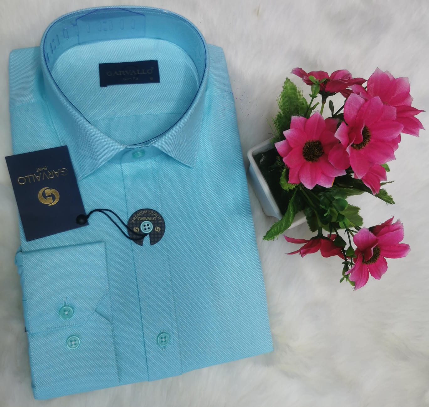 Aqua Blue Men’s Premium Long Sleeve Shirt