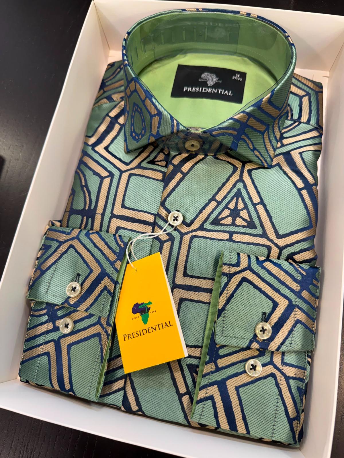 Presidential Sage Green & Navy Luxury Shirt