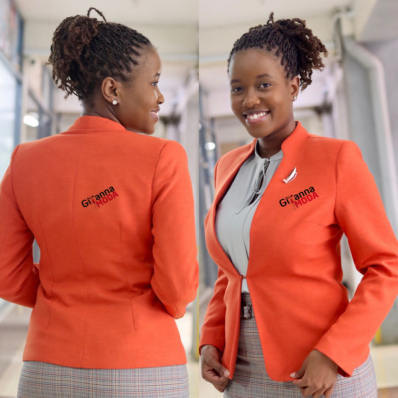 Orange Chinese Collared Blazer