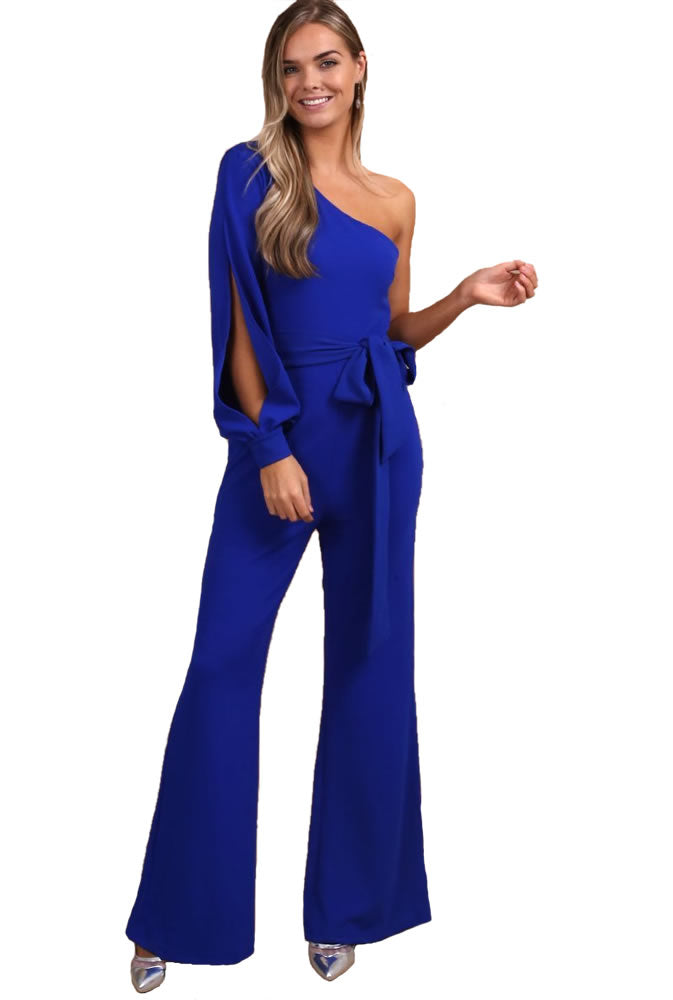 Cobalt Blue Split Sleeve Cuffed Jumpsuit