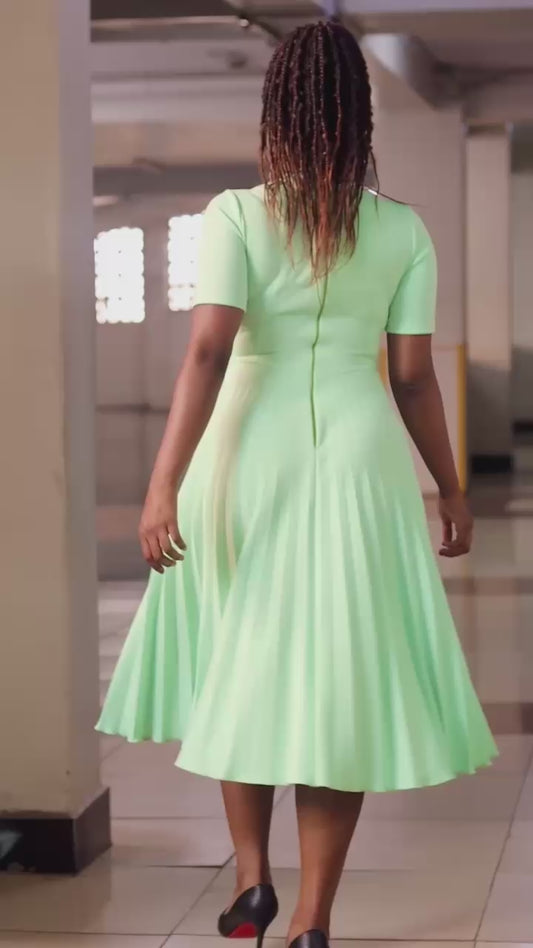 CLOSET Mint Sunray Pleated Dress