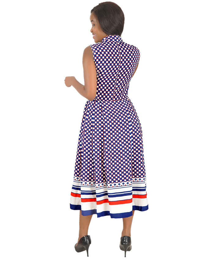 Red Button-Through Sleeveless Dress