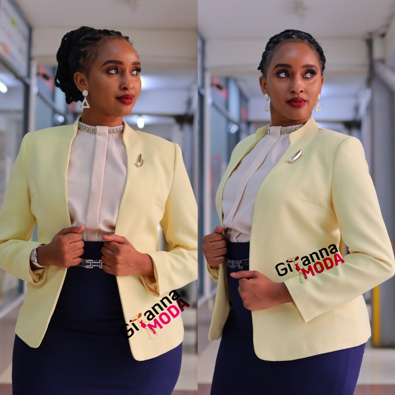 Chinese Collared Yellow Blazer