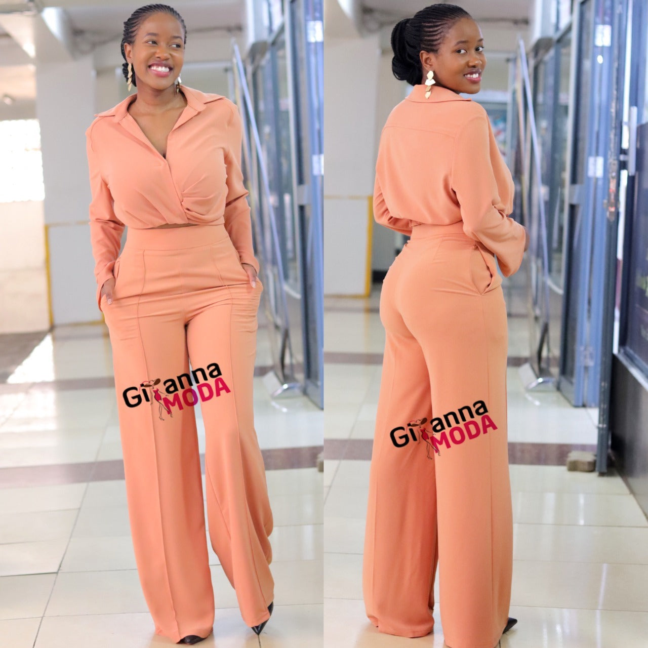 Coral 2 Piece Crop Suit