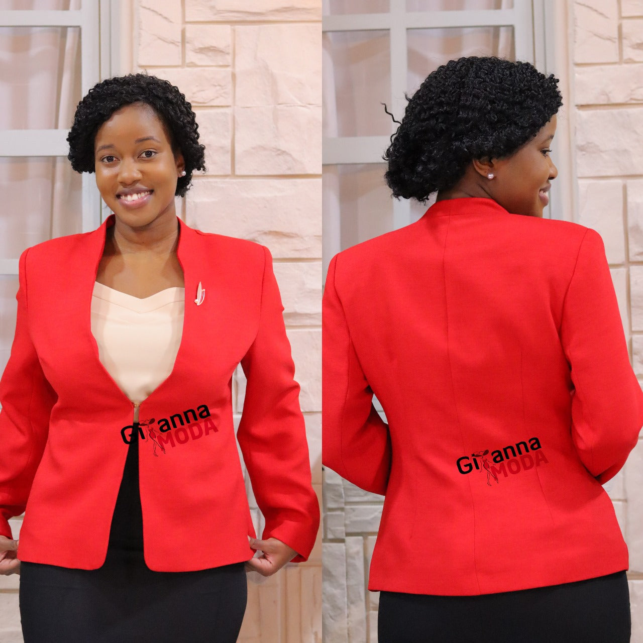 Red Blazer with Brooch