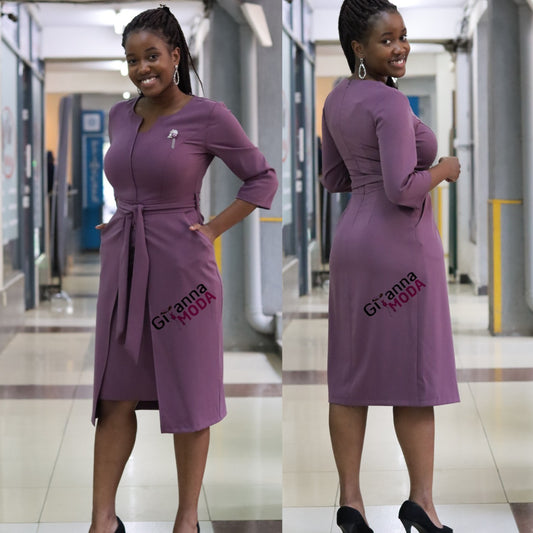Mauve Faux Wrap Dress