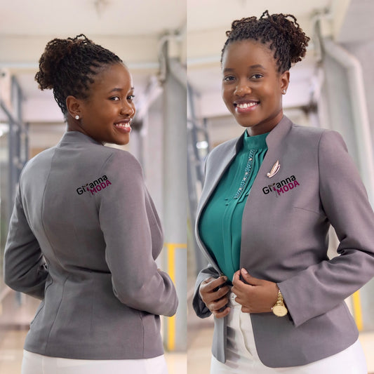 Grey Chinese Collared Blazer