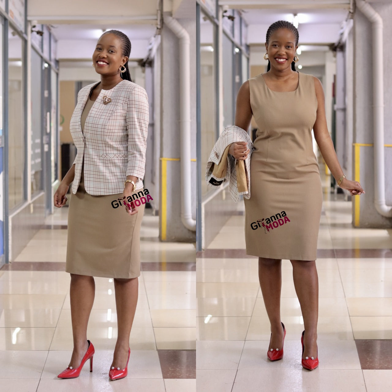 Plaid Green Coat and Dress Set