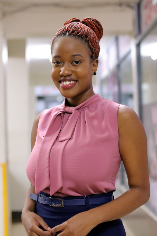 Front Bow Tie Rose Pink Blouse