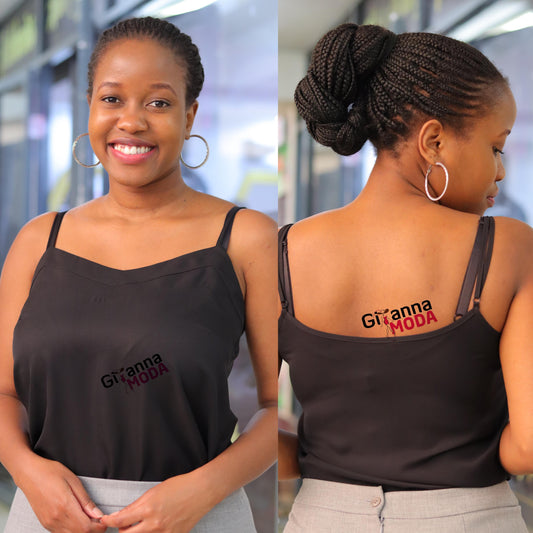 Adjustable Straps Black V-Neck Cami