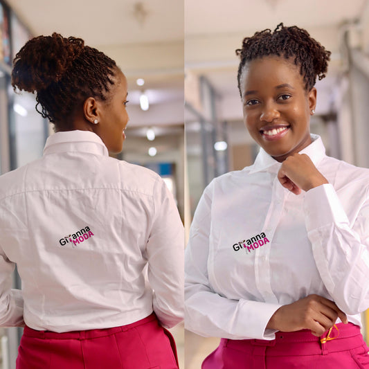 Collared White Long Sleeved Blouse