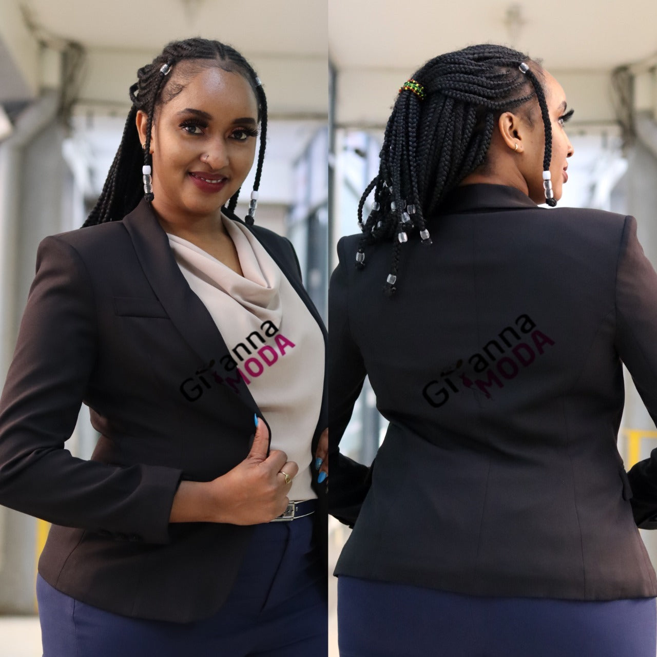 Regular Fit Black One Button Blazer