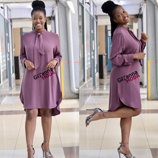 Lilac Long Sleeved Shirt Dress
